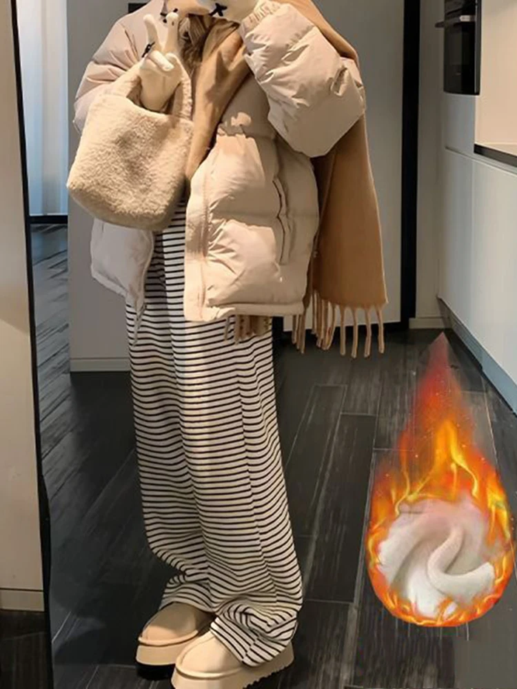 Large size 150kg striped wide leg pants women autumn winter thick velvet slim casual and lazy style straight leg pants
Large size 150kg striped wide leg pants women autumn winter thick velvet slim casual and lazy style straight leg pants