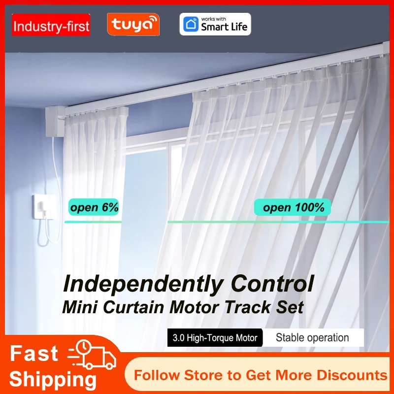 Tuya mini Motor electric curtain track opens and closes independently on both sides any position Separate control Smartlife
Tuya mini Motor electric curtain track opens and closes independently on both sides any position Separate control Smartlife
