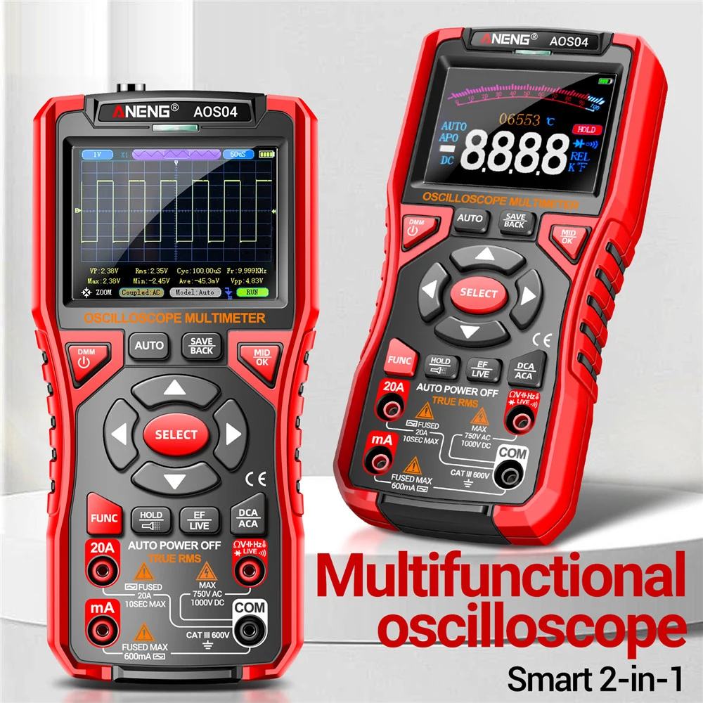 AOS04 Digital Oscilloscope 50MSa/s Sampling Rate 10MHZ Analog Transistor Test Multimeter Bandwidth Support Waveform Storage
AOS04 Digital Oscilloscope 50MSa/s Sampling Rate 10MHZ Analog Transistor Test Multimeter Bandwidth Support Waveform Storage