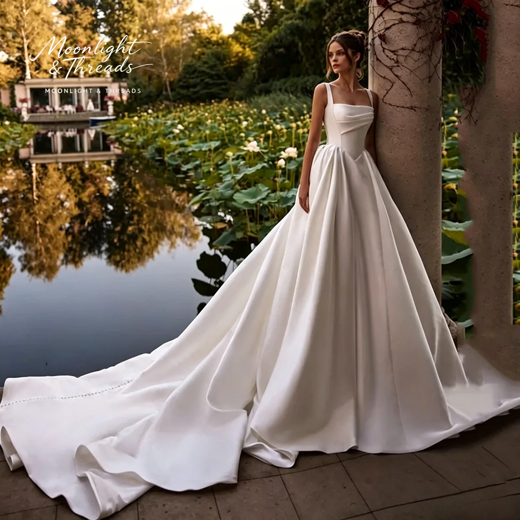 Ivory strapless ruched and appliquéd puff-skirt gown suitable for formal occasions and weddings
Ivory strapless ruched and appliquéd puff-skirt gown suitable for formal occasions and weddings