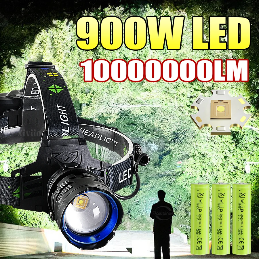 100000000LM Strong Light Headlamp 900W/500W Most Powerful Long Range Head Flashlight USB Rechargeable Fishing Head LED Light
100000000LM Strong Light Headlamp 900W/500W Most Powerful Long Range Head Flashlight USB Rechargeable Fishing Head LED Light