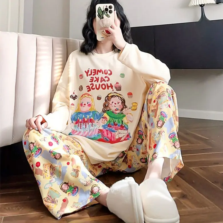 Women Cartoon Printing Pajamas Set Female Round Neck 2XL Plus Size Sleepwear Ladies Spring Long Sleeve Cute Nightwear Suit
Women Cartoon Printing Pajamas Set Female Round Neck 2XL Plus Size Sleepwear Ladies Spring Long Sleeve Cute Nightwear Suit