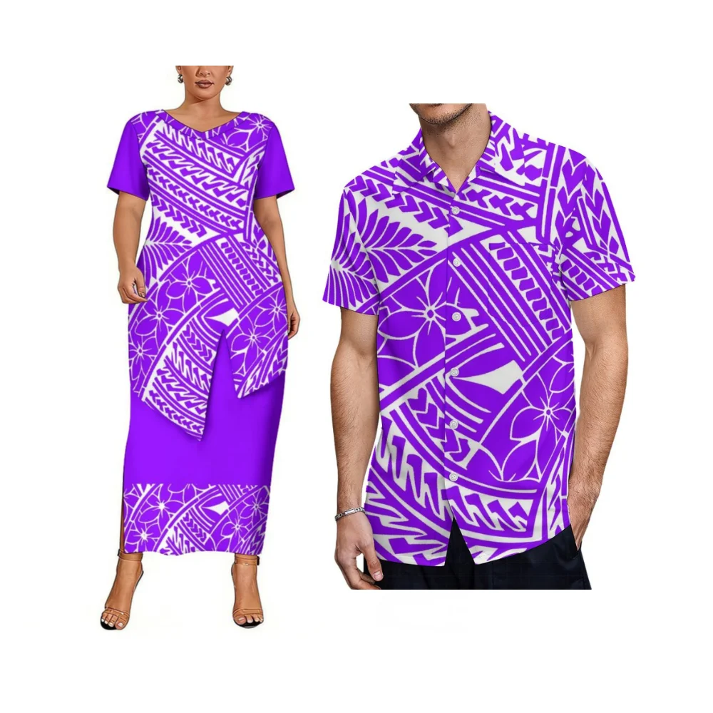 Customized Floral-Print Polynesian Couple Dress With V-Neck And Tail Hem Elegant Women'S Puletasi Suit Skirt Men'S Shirt
Customized Floral-Print Polynesian Couple Dress With V-Neck And Tail Hem Elegant Women'S Puletasi Suit Skirt Men'S Shirt