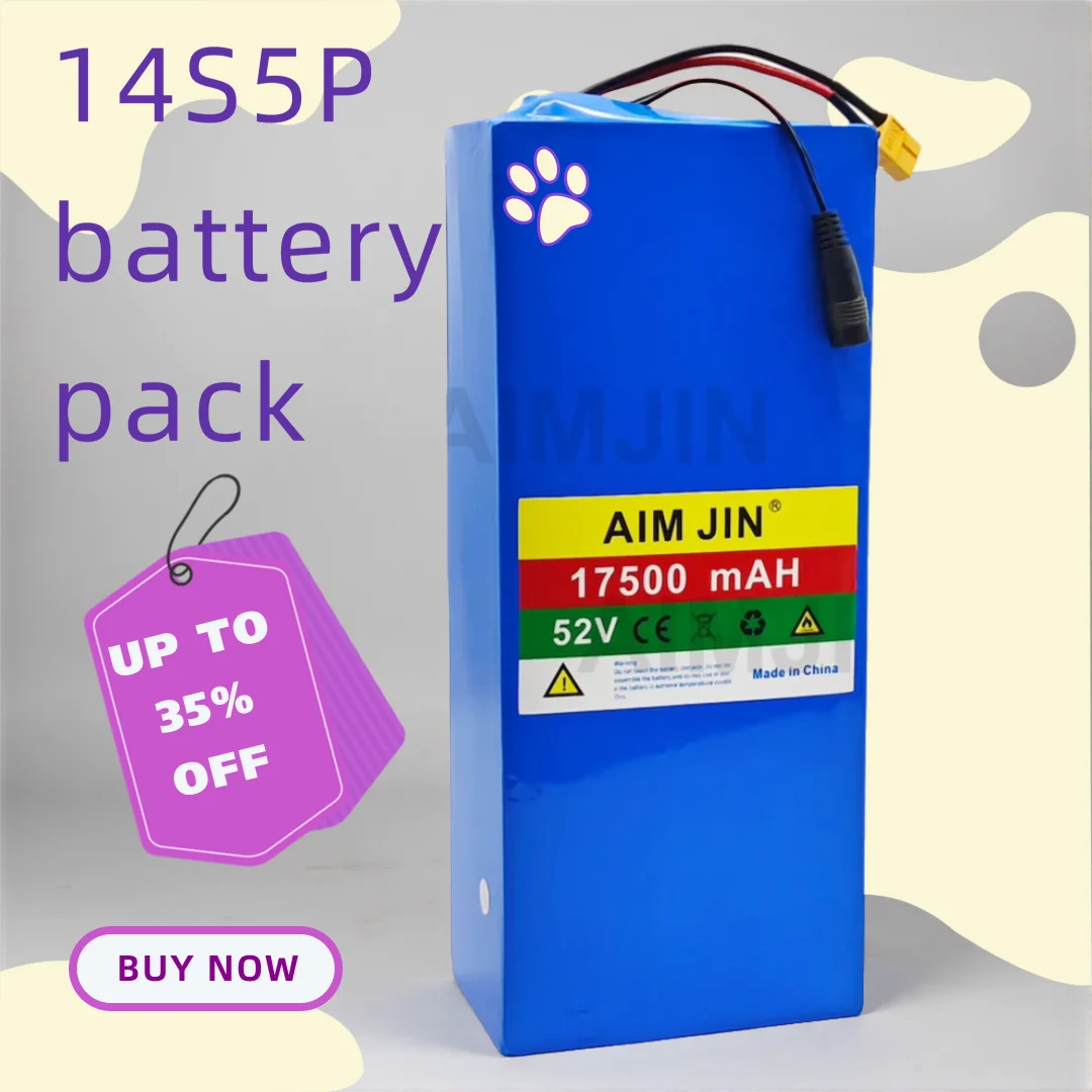 14S5P battery pack 18650 Lithium Battery 52V 17500mAh with BMS High-Power for Electric Scooters Mountain Bikes
14S5P battery pack 18650 Lithium Battery 52V 17500mAh with BMS High-Power for Electric Scooters Mountain Bikes