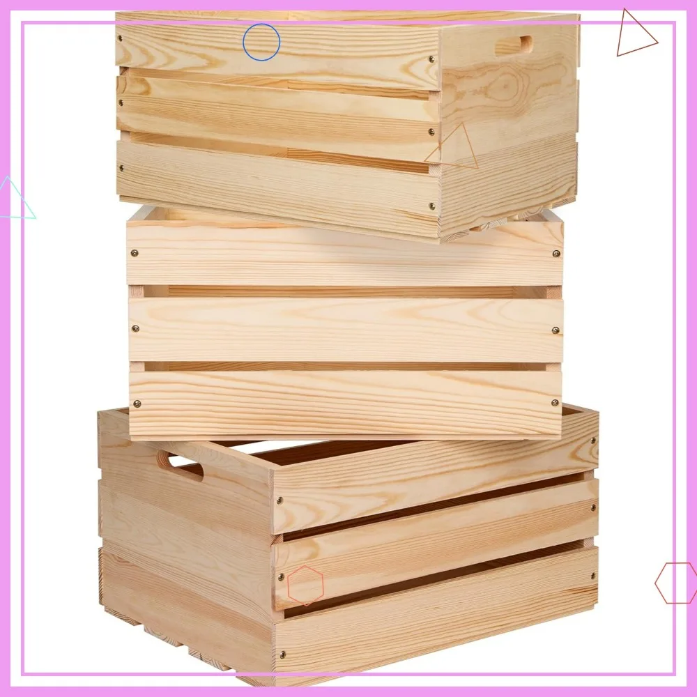 Extra Large Pine Wood Crates for Storage, Vinyl Records Storage, Natural Solid Wood Unfinished Display Crates (3)
Extra Large Pine Wood Crates for Storage, Vinyl Records Storage, Natural Solid Wood Unfinished Display Crates (3)