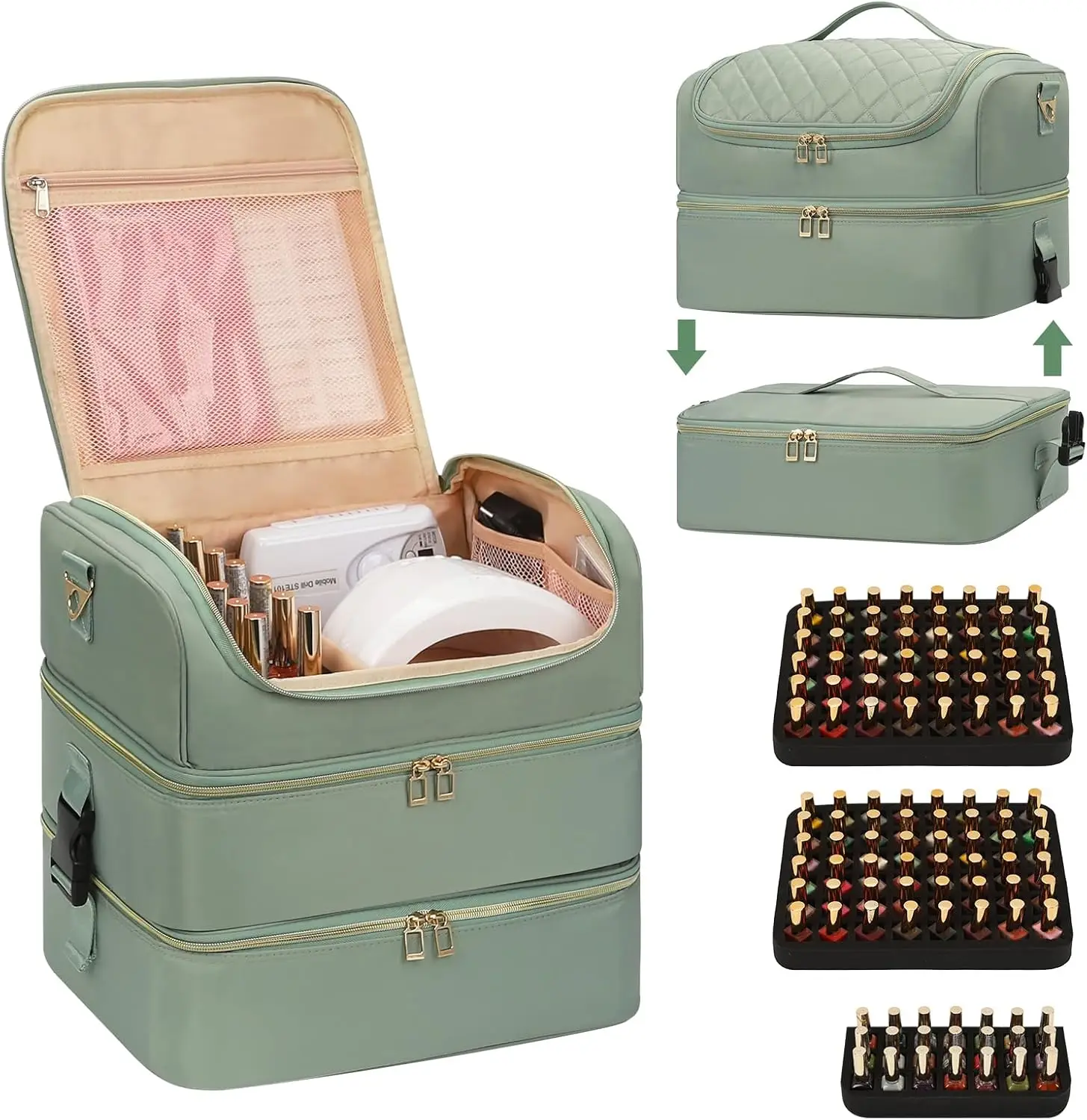 Extra Large Nail Polish Organizer Holds 117 Bottles, Portable Three-Layer Case with Shoulder Strap for Travel Storage
Extra Large Nail Polish Organizer Holds 117 Bottles, Portable Three-Layer Case with Shoulder Strap for Travel Storage