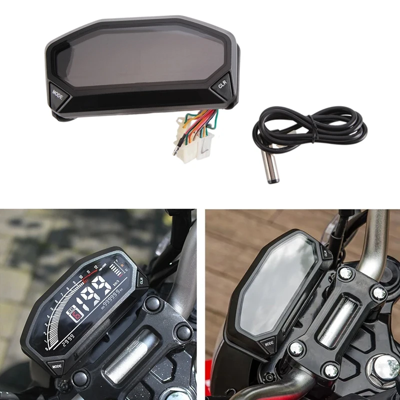 YG150-23 Motorcycle Speedometer Universal Adjustable LED LCD Digital Odometer Tachometer For 1,2,4-Cylinder Replacement
YG150-23 Motorcycle Speedometer Universal Adjustable LED LCD Digital Odometer Tachometer For 1,2,4-Cylinder Replacement