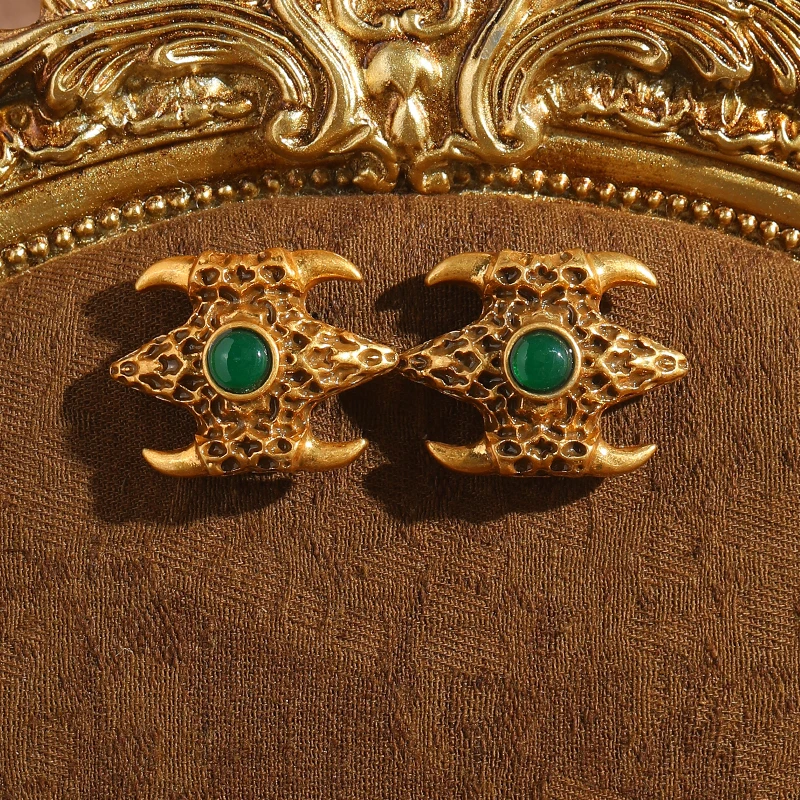 Vintage Natural Stone Green Stud Earrings Eagle Claw Antique Gold Plated Retro Quality Designer Women New Accessories 2026 Trend
Vintage Natural Stone Green Stud Earrings Eagle Claw Antique Gold Plated Retro Quality Designer Women New Accessories 2026 Trend