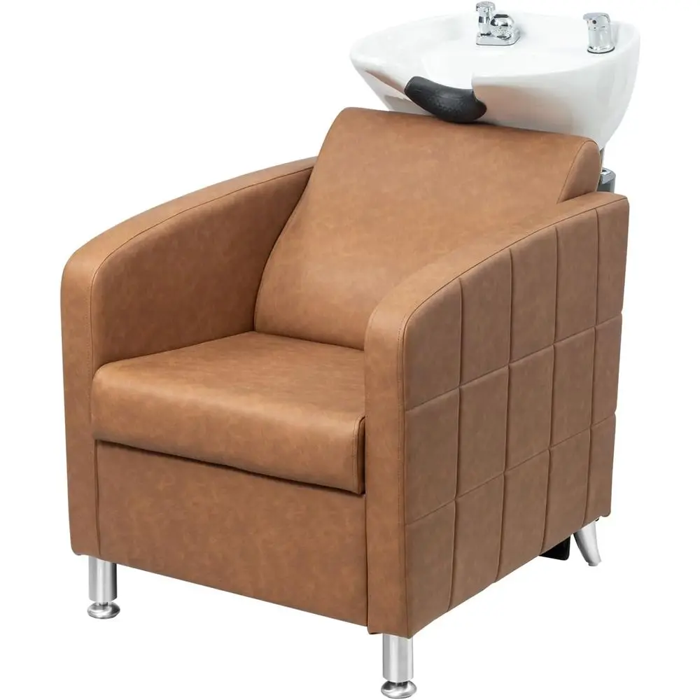Extra Wide Seat Shampoo Chair with Porcelain Sink for Beauty Salons, Brown
Extra Wide Seat Shampoo Chair with Porcelain Sink for Beauty Salons, Brown