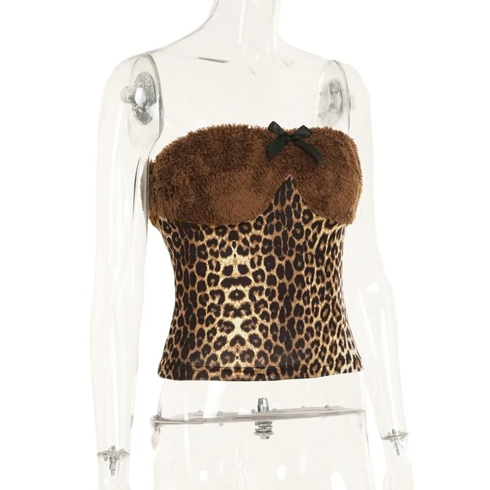 Elegant Patchwork Boob Tube Top Plush Bowknot Leopard Print Vest Suit Elastic SleevelessTop Party
Elegant Patchwork Boob Tube Top Plush Bowknot Leopard Print Vest Suit Elastic SleevelessTop Party