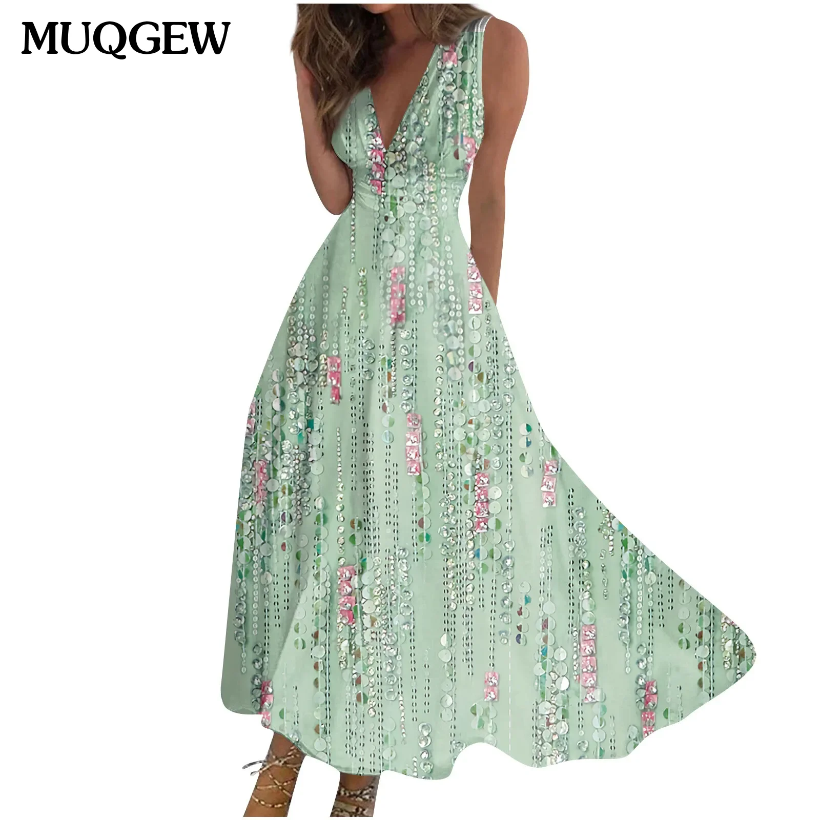 2024 Summer Dress Women Floral Print V-neck Long Dresses Casual Bohemian Sleeveless Women Party Dress Beach Vestidos
2024 Summer Dress Women Floral Print V-neck Long Dresses Casual Bohemian Sleeveless Women Party Dress Beach Vestidos