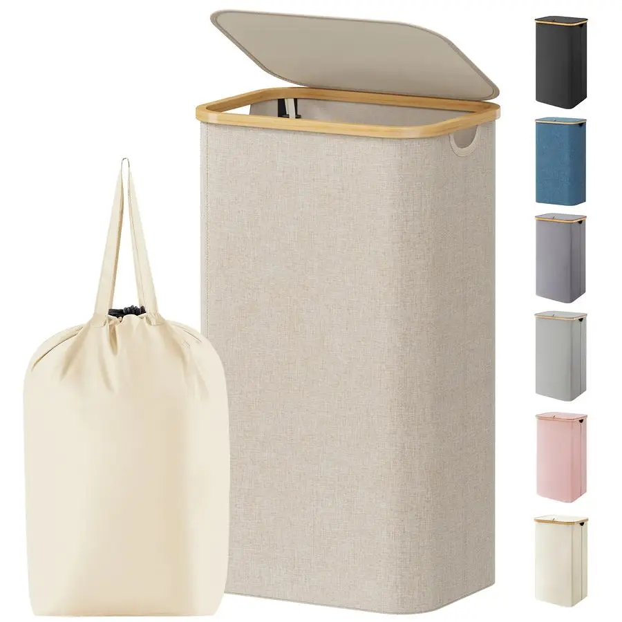 100L Laundry Basket with Lid, Clothes Hampers for Laundry with Bamboo Handles and A Removable Bag, Large Foldable Laundry Hamper
100L Laundry Basket with Lid, Clothes Hampers for Laundry with Bamboo Handles and A Removable Bag, Large Foldable Laundry Hamper