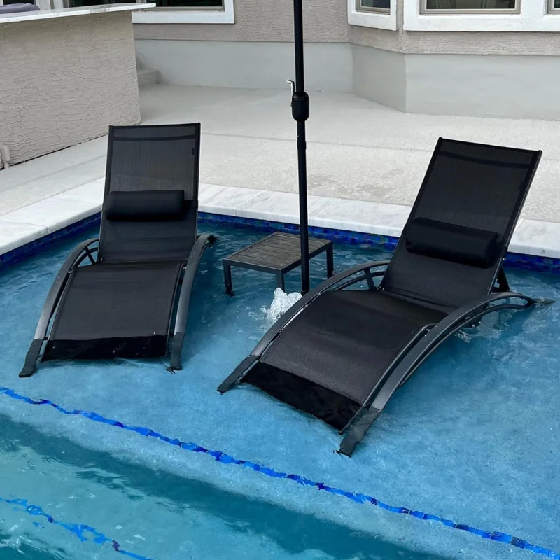 Set of 3 Black Patio Chaise Lounge, Outdoor Reclining Chairs with Armrest, All-Weather Sunbathing Lounger Beach, Pool, Lawn
Set of 3 Black Patio Chaise Lounge, Outdoor Reclining Chairs with Armrest, All-Weather Sunbathing Lounger Beach, Pool, Lawn