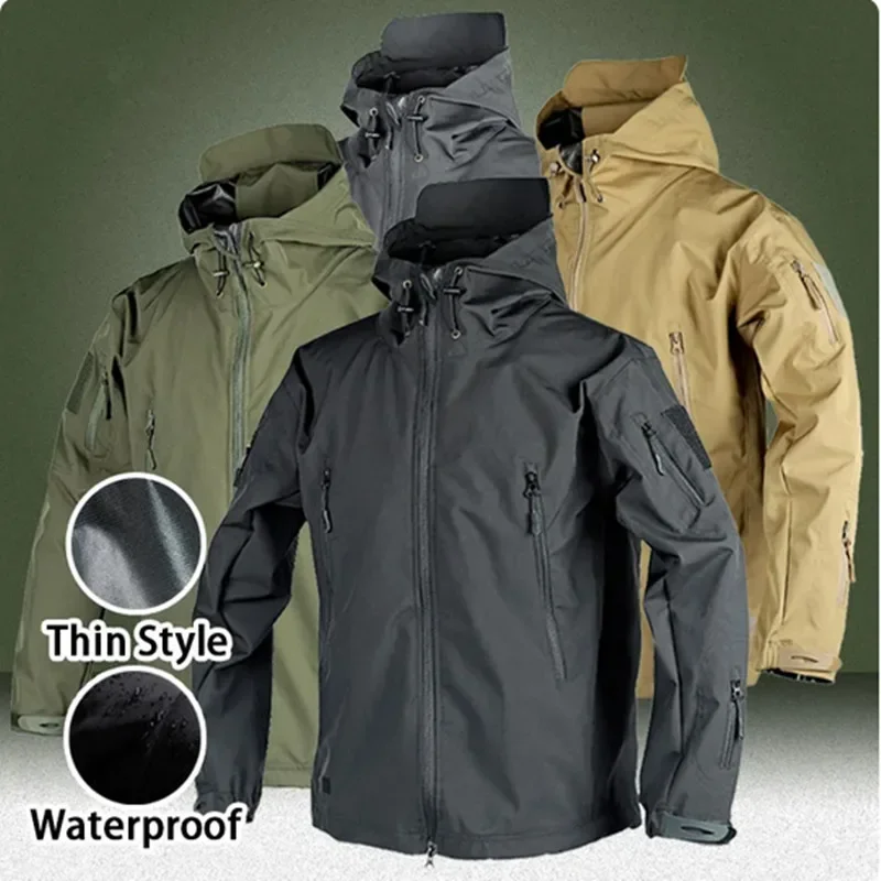 Pop Shark Skin Jackets Men Waterproof Thin Outdoors Hooded Bomber Windbreaker Coats Multi-pocket Wear-resistant Tactical Jacket
Pop Shark Skin Jackets Men Waterproof Thin Outdoors Hooded Bomber Windbreaker Coats Multi-pocket Wear-resistant Tactical Jacket