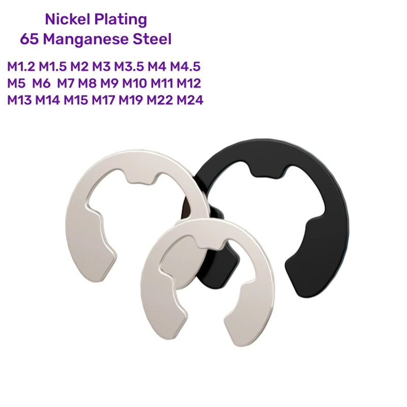 1.2/1.5/2/2.5/3/3.5/4/5/6/7/8/9/10/12/13/14/15/17~24mm Black/Nickel Plated E Clip Circlip Shaft External Retaining Ring Washer
1.2/1.5/2/2.5/3/3.5/4/5/6/7/8/9/10/12/13/14/15/17~24mm Black/Nickel Plated E Clip Circlip Shaft External Retaining Ring Washer