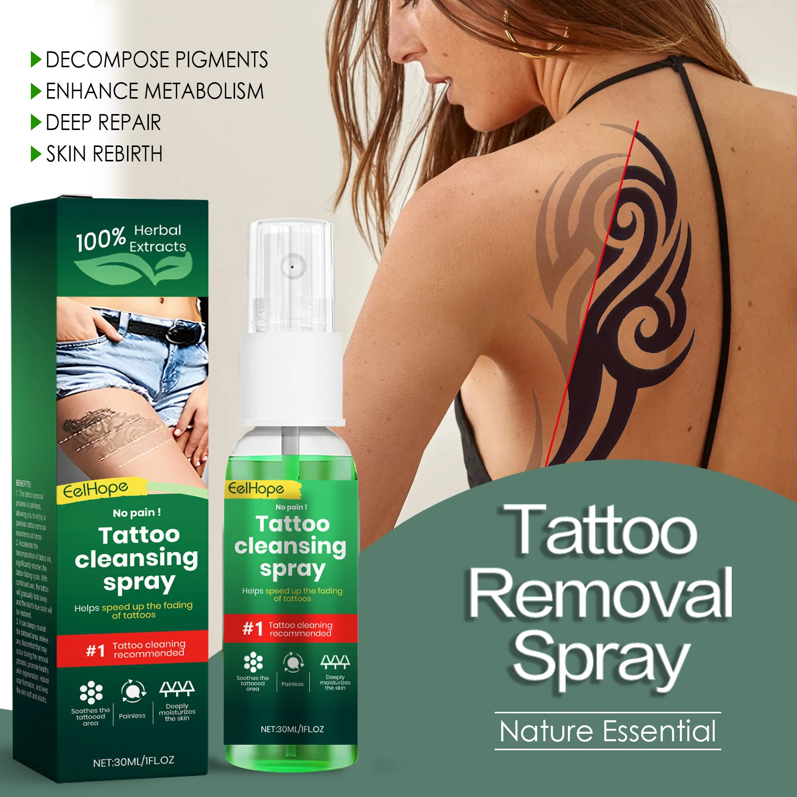 Erasing Tattoos Remover cleaner Natural Fades Away Eyebrow Eyeliner Body Skin Tattoo Skin Pigment Permanent Tattoo Removal Spray
Erasing Tattoos Remover cleaner Natural Fades Away Eyebrow Eyeliner Body Skin Tattoo Skin Pigment Permanent Tattoo Removal Spray