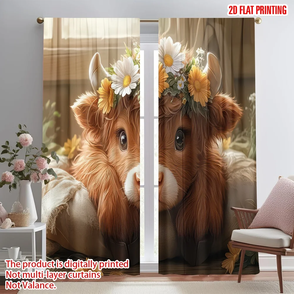 2D flat printing 2pcs Party Curtain Cow with Flower Crown Digital Printed Polyester Drapes Holiday Decorations Perfect for Photo
2D flat printing 2pcs Party Curtain Cow with Flower Crown Digital Printed Polyester Drapes Holiday Decorations Perfect for Photo