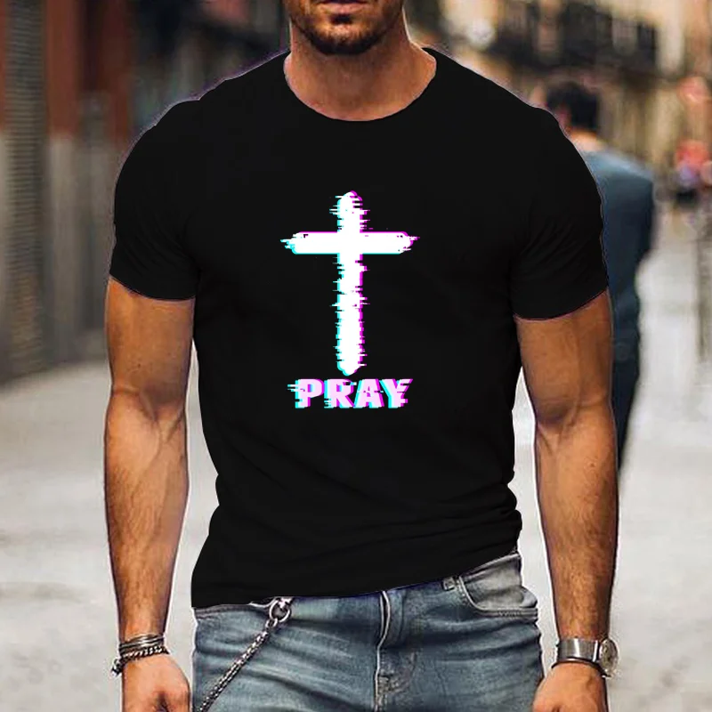 Jesus Cross PRAY Pattern Printed T-shirt Men's Fashion Personalized Outdoor Summer Round Neck Short-sleeved Shirt T-shirt
Jesus Cross PRAY Pattern Printed T-shirt Men's Fashion Personalized Outdoor Summer Round Neck Short-sleeved Shirt T-shirt