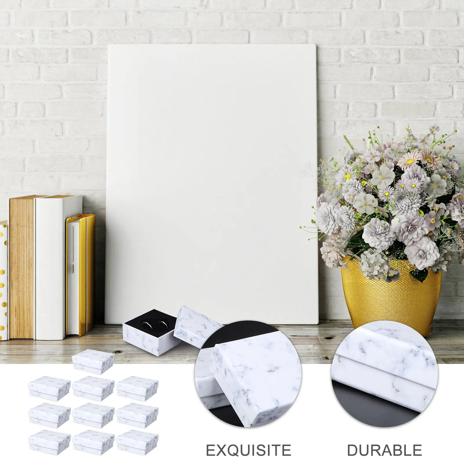 10Pcs Retro Marble Jewelry Boxes Simple Chic Multi-Purpose Storage Container Earrings Necklace Bracelet Gift Packing Case