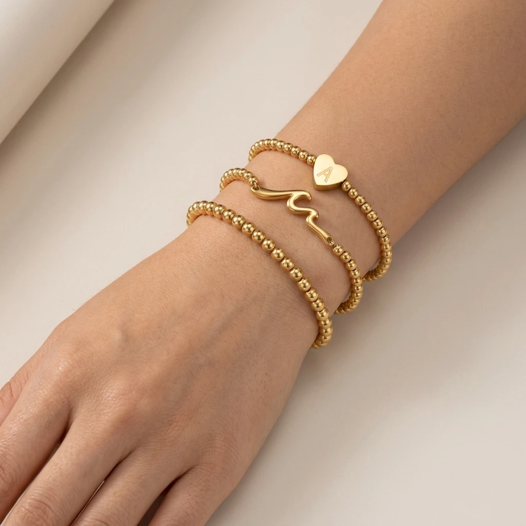 3pcs Copper Bohemian Beaded Bracelet Set Gold Tone Stretch Ball Chain Bracelets For Women
3pcs Copper Bohemian Beaded Bracelet Set Gold Tone Stretch Ball Chain Bracelets For Women