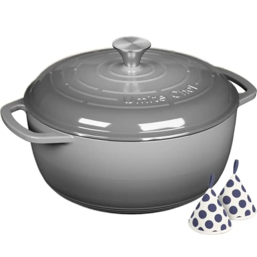 Enameled Cast Iron Dutch Oven - 6QT Pot with Lid and Cotton Potholders - Dual Handles -Versatile Heavy Duty Cookware for Bread
Enameled Cast Iron Dutch Oven - 6QT Pot with Lid and Cotton Potholders - Dual Handles -Versatile Heavy Duty Cookware for Bread