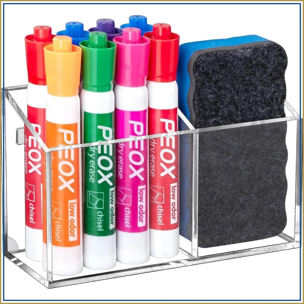 Magnetic Dry Erase Marker Holder for Whiteboard, Non-Slip Acrylic Pen Holder for Fridge, Locker, Desk Organizer, Pencil Cup
Magnetic Dry Erase Marker Holder for Whiteboard, Non-Slip Acrylic Pen Holder for Fridge, Locker, Desk Organizer, Pencil Cup