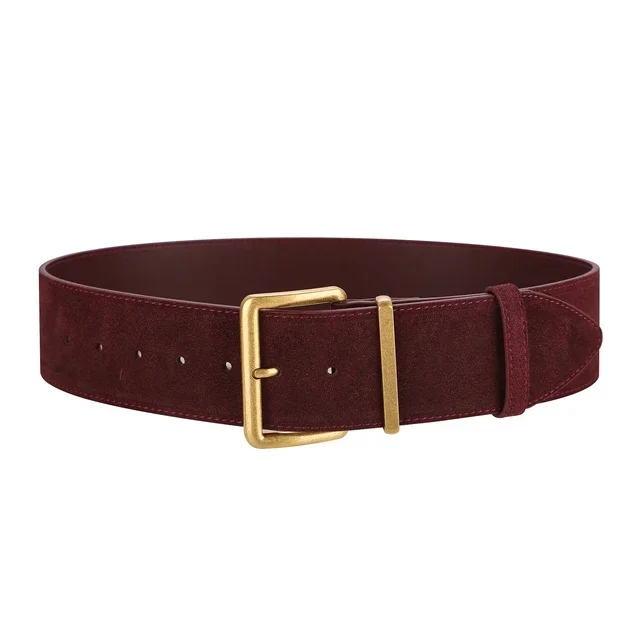 Vintage Genuine Leather Women Belt Design Suede Cowhide Dress Waistbands Simple 5.8CM Wide Belt Retro Gold Buckle Belts
Vintage Genuine Leather Women Belt Design Suede Cowhide Dress Waistbands Simple 5.8CM Wide Belt Retro Gold Buckle Belts