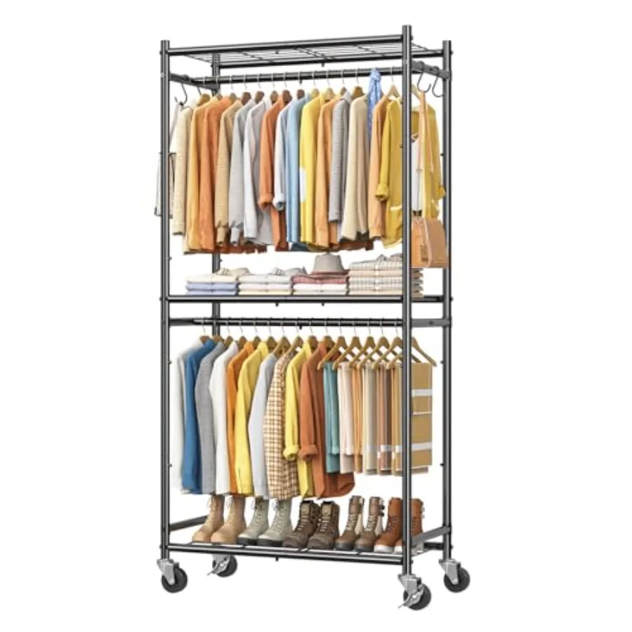 Clothes Rack, Portable Closet with Shelves, Multi-Functional Wardrobe Closet with Hooks, Sturdy Metal Garment Rack for Bedroom,
Clothes Rack, Portable Closet with Shelves, Multi-Functional Wardrobe Closet with Hooks, Sturdy Metal Garment Rack for Bedroom,
