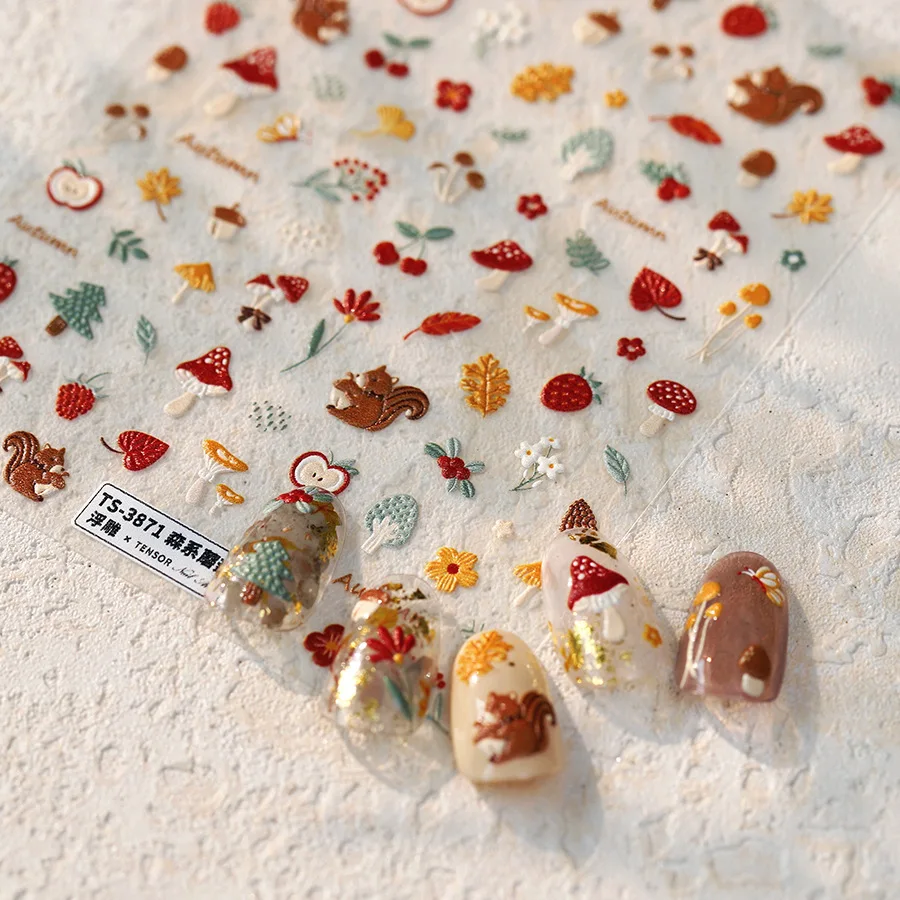 Forest Squirrel Mushroom Nail Stickers Rustic Berries Fallen Leaves Glossy Premium Self Adhesive Vinyl for Women
Forest Squirrel Mushroom Nail Stickers Rustic Berries Fallen Leaves Glossy Premium Self Adhesive Vinyl for Women