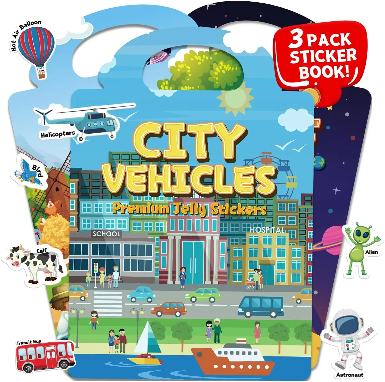 Reusable Jelly Sticker Books for Kids - Airplane & Car Travel Toys, Educational Gifts (Vehicles+Farm+Space)
Reusable Jelly Sticker Books for Kids - Airplane & Car Travel Toys, Educational Gifts (Vehicles+Farm+Space)