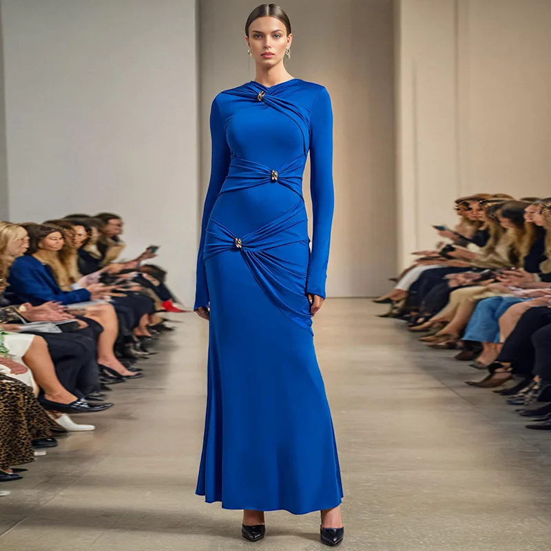 Elegant Long Sleeves V-neck Long Dress Women Wrinkled Knit Irregular Dresses Spring Autumn High Waist Pullover Knee Length Dress
Elegant Long Sleeves V-neck Long Dress Women Wrinkled Knit Irregular Dresses Spring Autumn High Waist Pullover Knee Length Dress