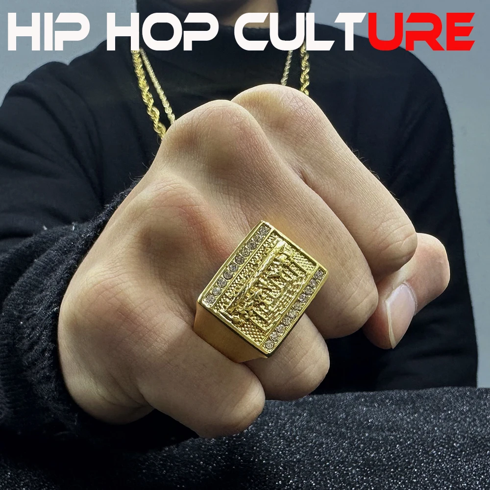 Hip Hop New Trendy Ring, Luxury Diamond Inlay, 18K Gold Plated, Exquisite Carving, Suitable for Street Gangs, Nightclub Parties
Hip Hop New Trendy Ring, Luxury Diamond Inlay, 18K Gold Plated, Exquisite Carving, Suitable for Street Gangs, Nightclub Parties