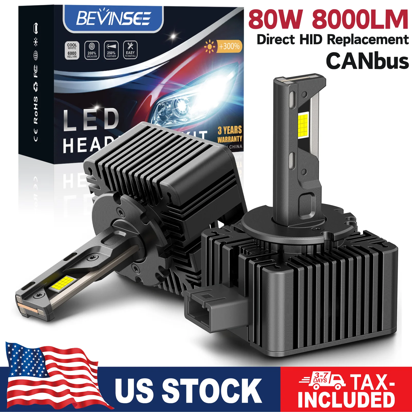 BEVINSEE D1S D1R D2S D2R D3S D3R D5S Светодиодные лампы для фар CANbus 6000K Белый дальнего/ближнего света 80 Вт 8000LM HID Замена автолампы 12 В
BEVINSEE D1S D1R D2S D2R D3S D3R D5S Светодиодные лампы для фар CANbus 6000K Белый дальнего/ближнего света 80 Вт 8000LM HID Замена автолампы 12 В