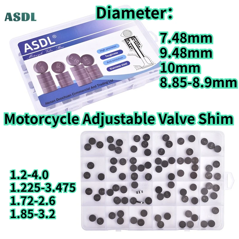 7.48mm 9.48mm 8.85-8.9 10mm Moto Adjustable Valve Shim Gasket Pad 1.2-4.0 1.225-3.475 1.72-2.6 for Kawasaki Suzuki Honda Yamaha
7.48mm 9.48mm 8.85-8.9 10mm Moto Adjustable Valve Shim Gasket Pad 1.2-4.0 1.225-3.475 1.72-2.6 for Kawasaki Suzuki Honda Yamaha