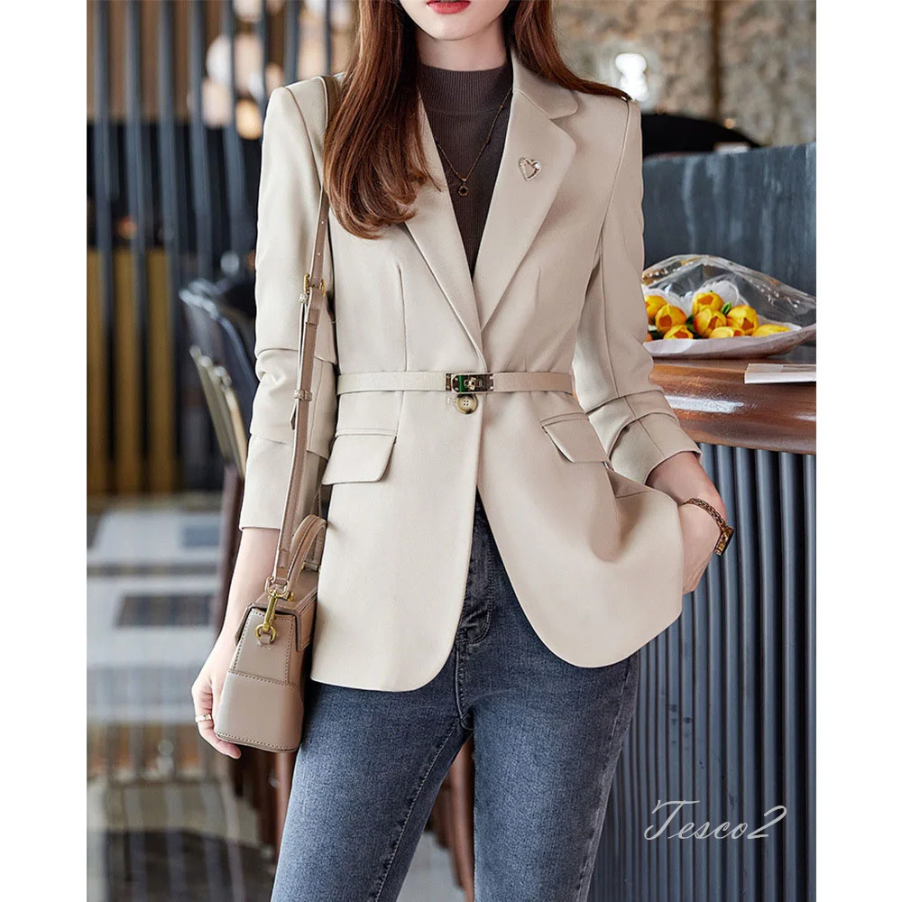 Tesco Autumn Winter Women Blazer Long Sleeve Single Button Jacket With Belt Casual Formal Office Lady Work Wear blazer mujer
Tesco Autumn Winter Women Blazer Long Sleeve Single Button Jacket With Belt Casual Formal Office Lady Work Wear blazer mujer