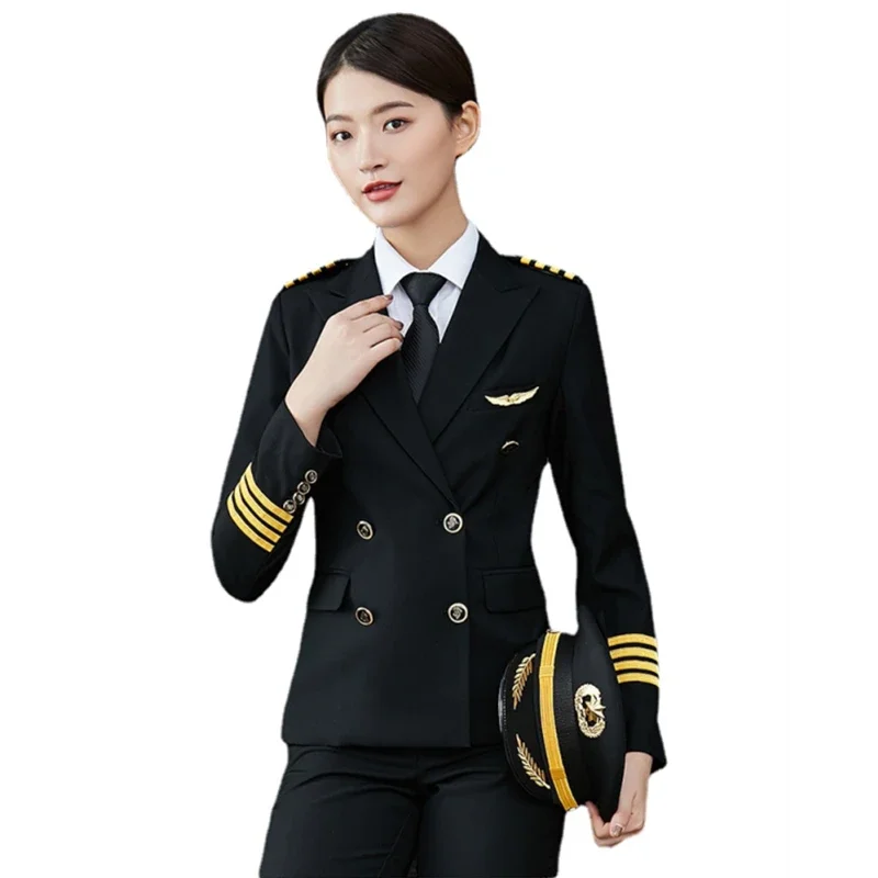 Pilot Uniform Women Airline Air Hostess Flight Attendant Aviation Uniforme Aviator Workwear Jacket Pants Pilot Suit Costume
Pilot Uniform Women Airline Air Hostess Flight Attendant Aviation Uniforme Aviator Workwear Jacket Pants Pilot Suit Costume