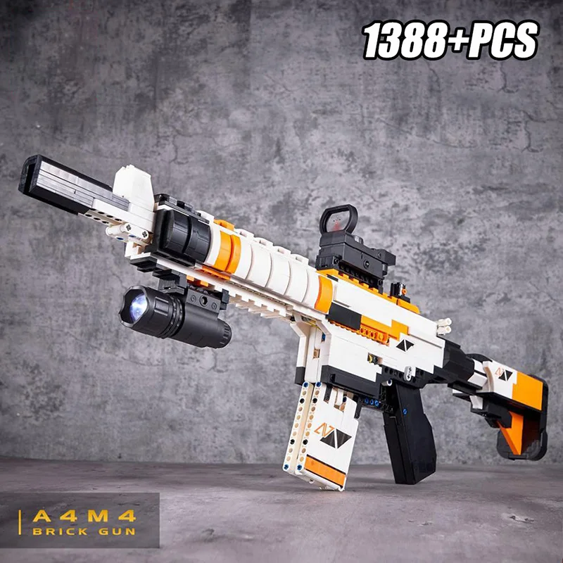 Military 1388pcs M4A4 Brick Gun Model Building Blocks MOC Assemble M4 Assault Rifle Shoot Bullet Toys For Children Boys Gifts
Military 1388pcs M4A4 Brick Gun Model Building Blocks MOC Assemble M4 Assault Rifle Shoot Bullet Toys For Children Boys Gifts