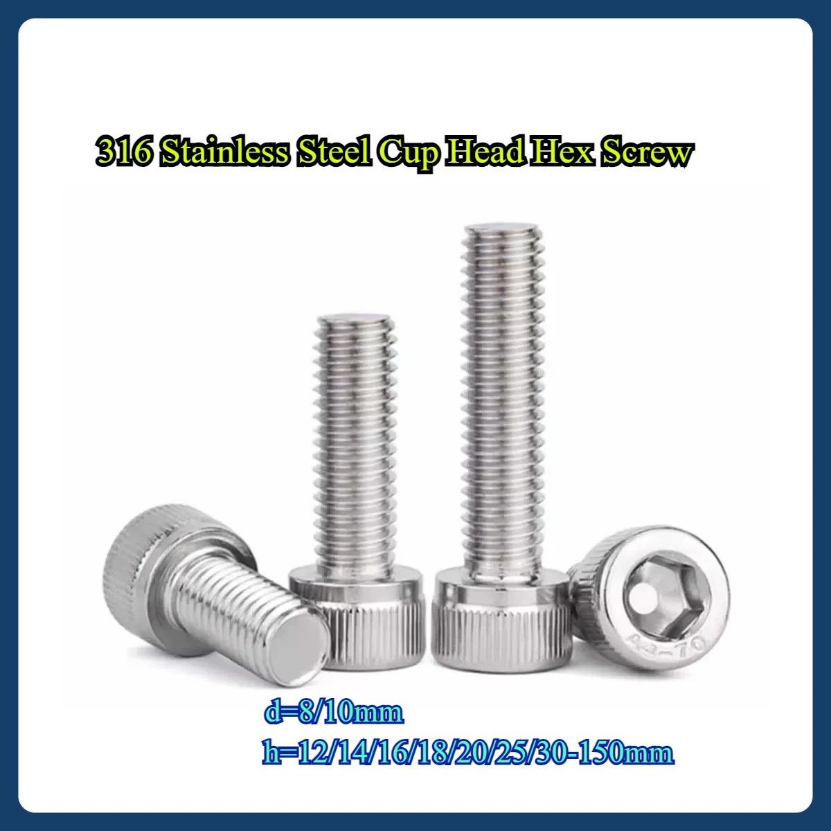 316 Stainless Steel Cup Head Hex Screw/Cylindrical Head Bolt Fastener Extended M8M10
316 Stainless Steel Cup Head Hex Screw/Cylindrical Head Bolt Fastener Extended M8M10