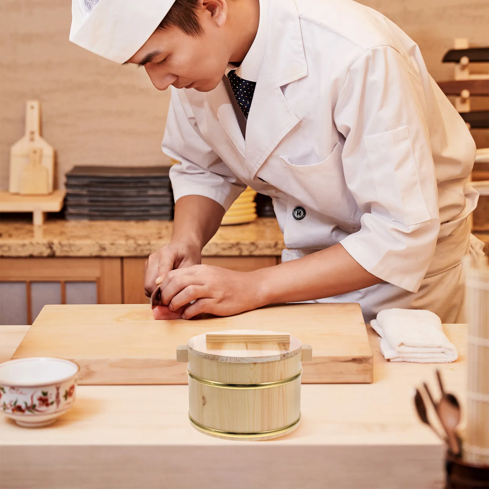 1Set Wooden Rice Mixing Bucket Simple Design Large Open Sushi Rice Container Restaurant Serving Holder Kitchen Tableware
1Set Wooden Rice Mixing Bucket Simple Design Large Open Sushi Rice Container Restaurant Serving Holder Kitchen Tableware
