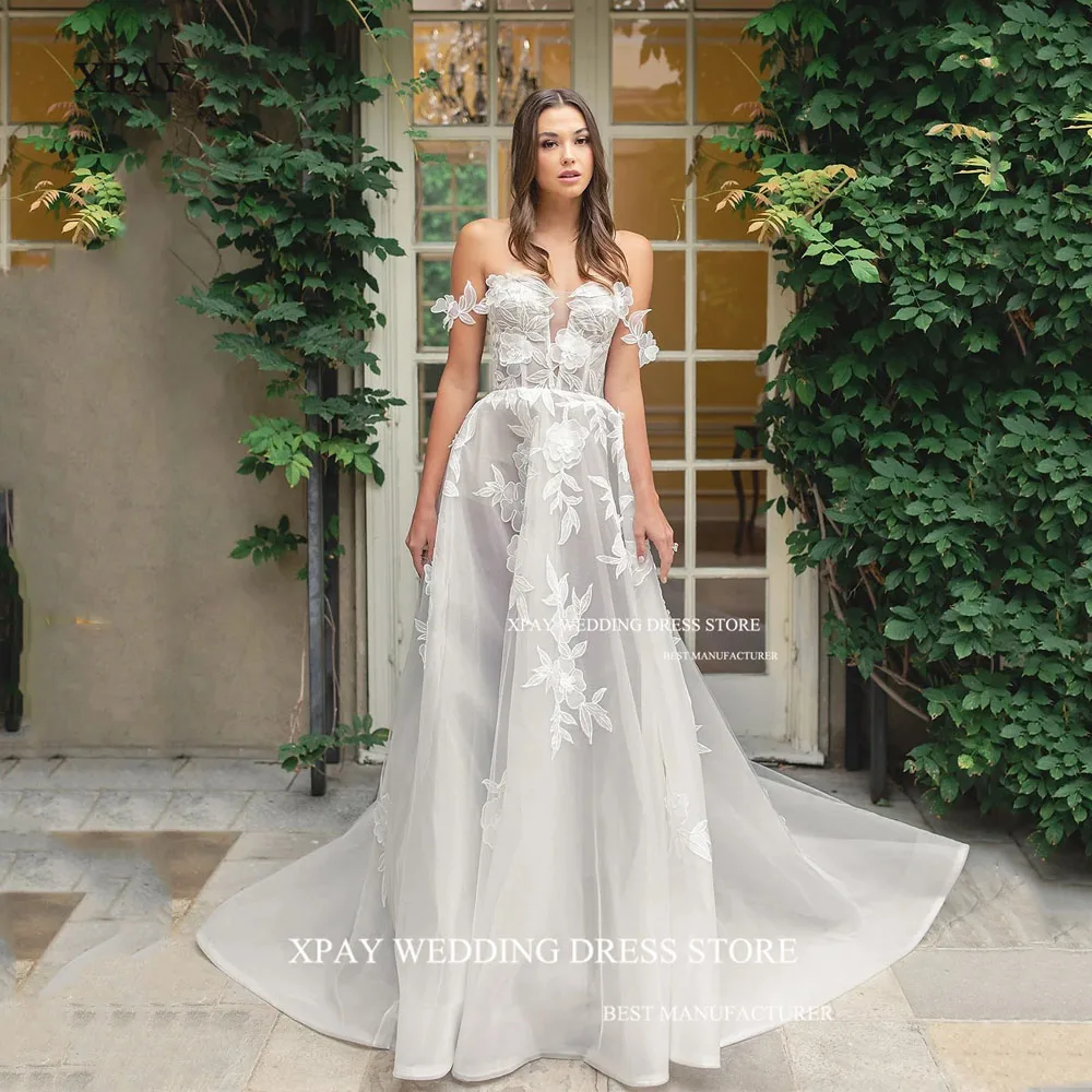 XPAY Off The Shoulder A Line Wedding Dresses Lace Appliques V Neck Backless Garden Bridal Gowns Custom Made Floor Bride Dress
XPAY Off The Shoulder A Line Wedding Dresses Lace Appliques V Neck Backless Garden Bridal Gowns Custom Made Floor Bride Dress