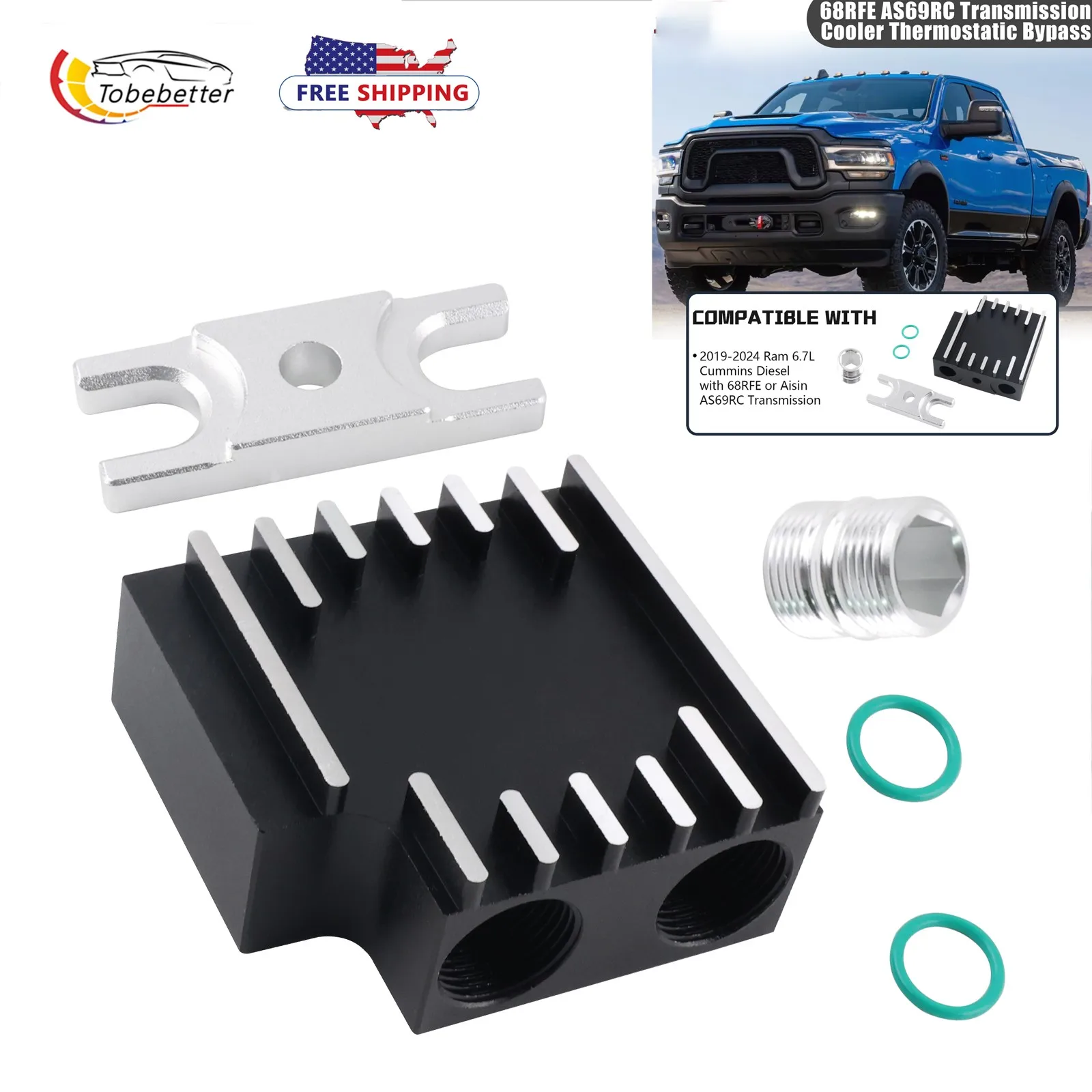 Thermostatic Bypass Block w/ Billet Coupler for 2019-2024 dodge Ram 6.7L Cummins Diesel 68RFE AS69RC Transmission Cooler
Thermostatic Bypass Block w/ Billet Coupler for 2019-2024 dodge Ram 6.7L Cummins Diesel 68RFE AS69RC Transmission Cooler