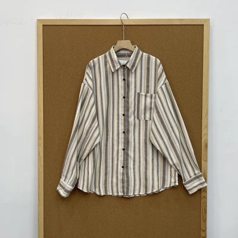 SuperAen винтажная полосатая свободная повседневная рубашка большого размера в корейском стиле, осенние новые однобортные модные рубашки с длинными рукавами
SuperAen винтажная полосатая свободная повседневная рубашка большого размера в корейском стиле, осенние новые однобортные модные рубашки с длинными рукавами
