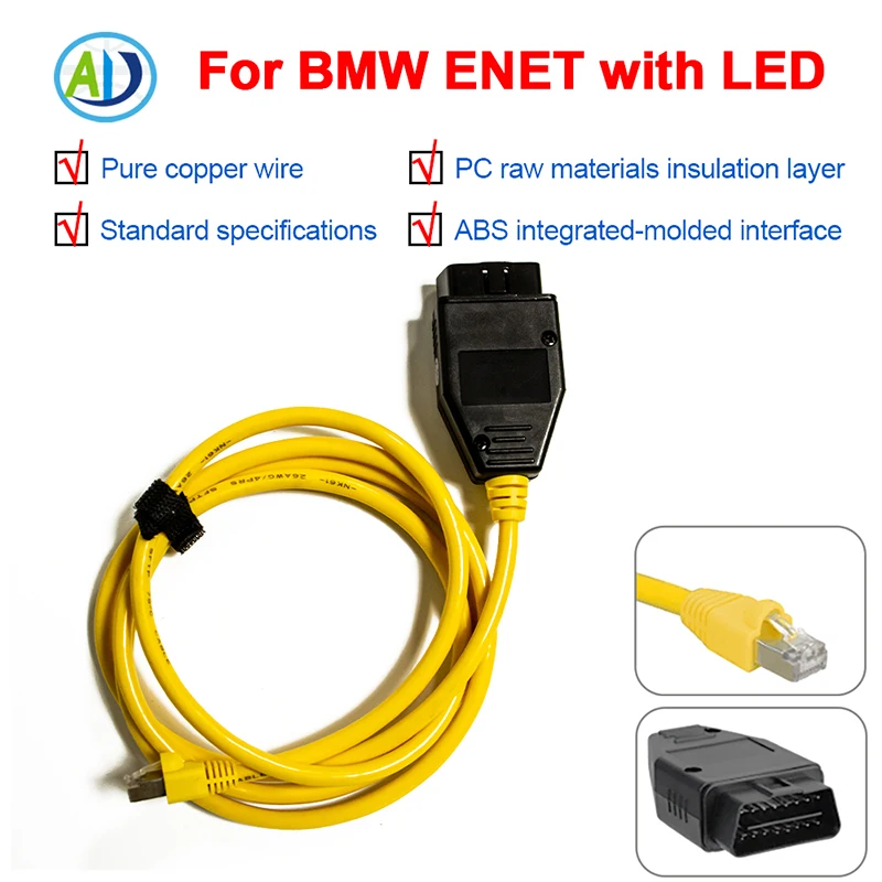 ENET Cable For BMW F-serie ESYS OBDII Ethernet RJ45 Cable for Coding ECU Programming Diagnostics via ESYS INPA ISTA OBD2 Cable
ENET Cable For BMW F-serie ESYS OBDII Ethernet RJ45 Cable for Coding ECU Programming Diagnostics via ESYS INPA ISTA OBD2 Cable