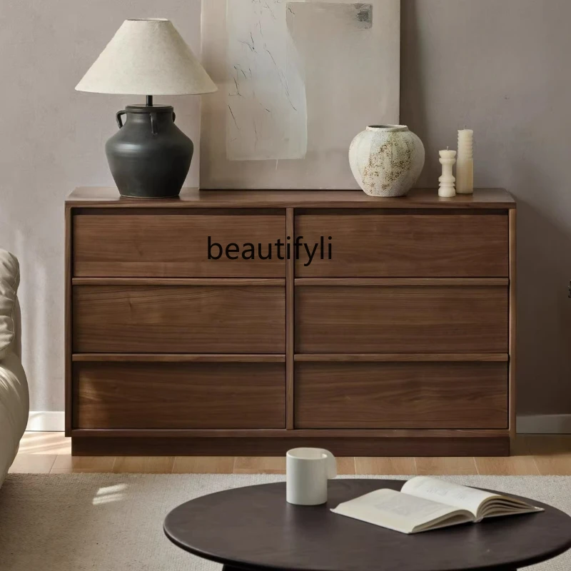 Solid Wood Chest of Drawers Bedroom Simple Storage Home Skeleton Line Side Cabinet Black Walnut Modern Living Room
Solid Wood Chest of Drawers Bedroom Simple Storage Home Skeleton Line Side Cabinet Black Walnut Modern Living Room