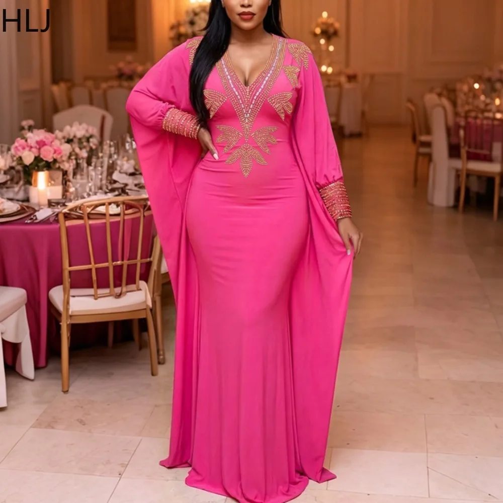 HLJ Elegant Gold Rhinestone Patchwork Maxi Dressres for Women Solid Color V-Neck Bodycon Dress Female Streetwear Vestidos 2026
HLJ Elegant Gold Rhinestone Patchwork Maxi Dressres for Women Solid Color V-Neck Bodycon Dress Female Streetwear Vestidos 2026