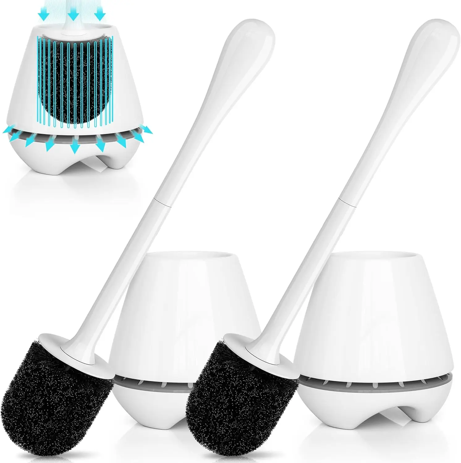 Toilet Brush and Holder 2 Pack with Ventilated Holder, Long Handle for Deep Cleaning Bathroom
Toilet Brush and Holder 2 Pack with Ventilated Holder, Long Handle for Deep Cleaning Bathroom