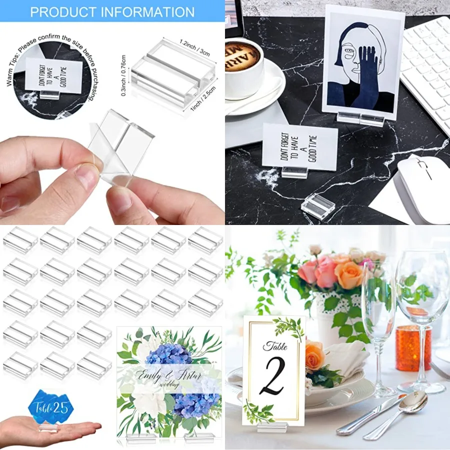 Acrylic Place Card Holders 1.2 Inch Name Card Holder Stands Clear Table Number Stands Wedding Sign Holders Display Stand for Ta
Acrylic Place Card Holders 1.2 Inch Name Card Holder Stands Clear Table Number Stands Wedding Sign Holders Display Stand for Ta