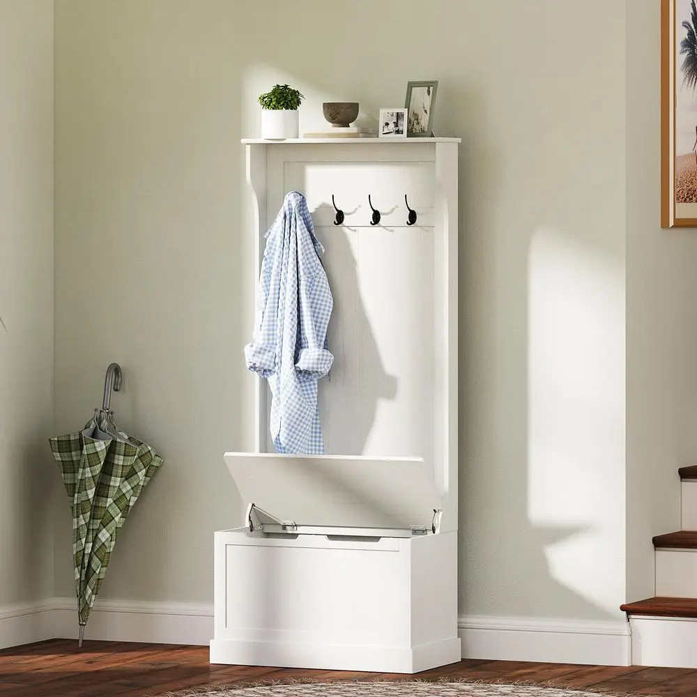 Hall Tree with Bench and Shoe Storage, 3In1 Entryway Bench with Coat Rack, 4 Hooks and Flip Top Storage Compartment, Cream Whit
Hall Tree with Bench and Shoe Storage, 3In1 Entryway Bench with Coat Rack, 4 Hooks and Flip Top Storage Compartment, Cream Whit