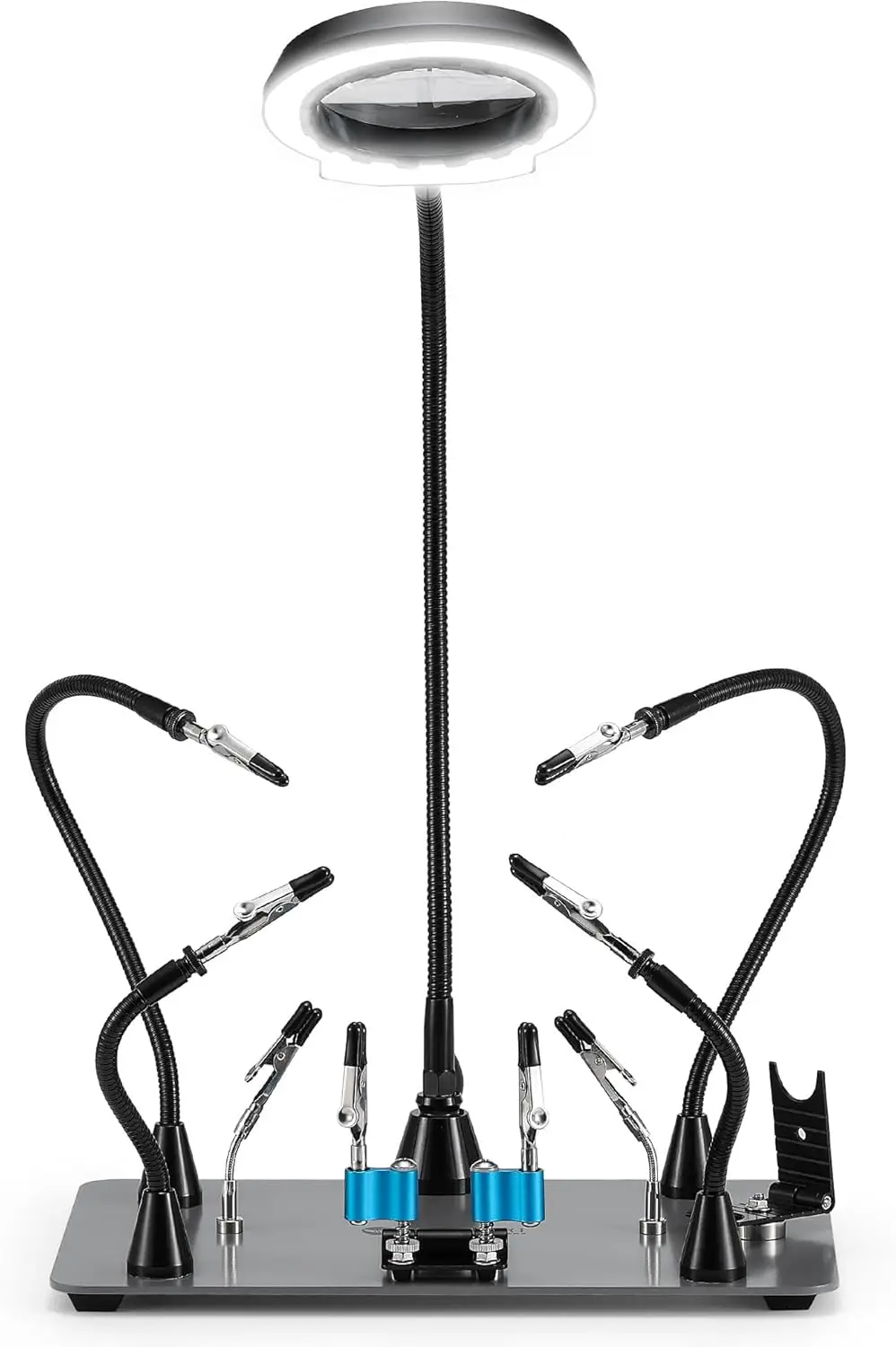 6 Flexible Helping Hands Soldering Station with 5X Magnifying Lamp, Magnetic Iron Stand & Heavy Base
6 Flexible Helping Hands Soldering Station with 5X Magnifying Lamp, Magnetic Iron Stand & Heavy Base