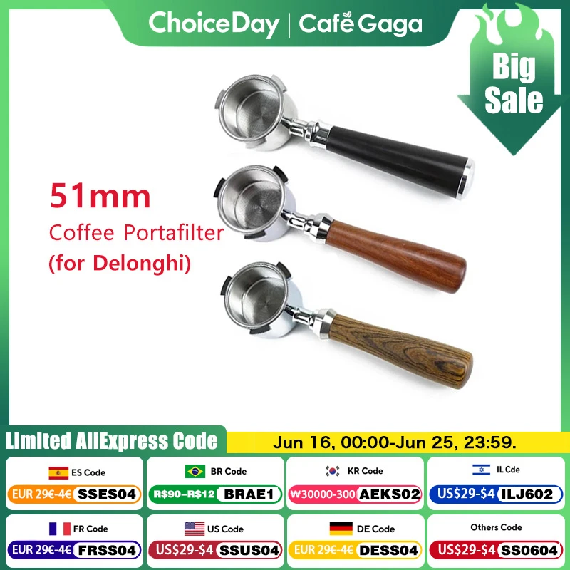 Coffee Bottomless Portafilter 51mm For Delonghi EC680 EC685 Replacement Filter Basket Espresso Machine Accessory Barista Tools
Coffee Bottomless Portafilter 51mm For Delonghi EC680 EC685 Replacement Filter Basket Espresso Machine Accessory Barista Tools